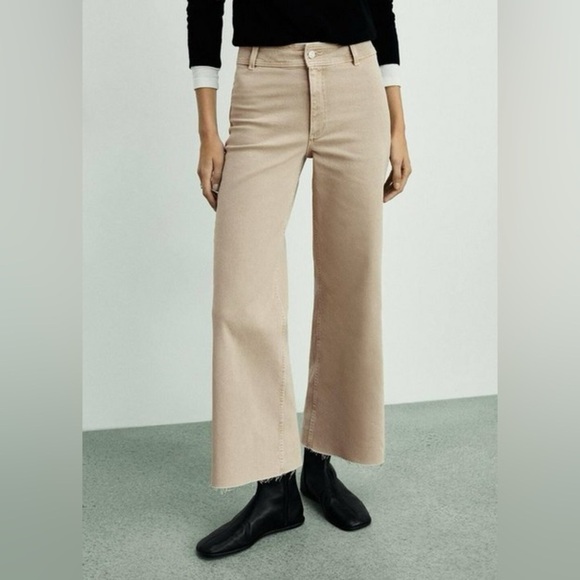 Mango Catherine Culotte High-Rise Jeans Tan - Picture 1 of 8
